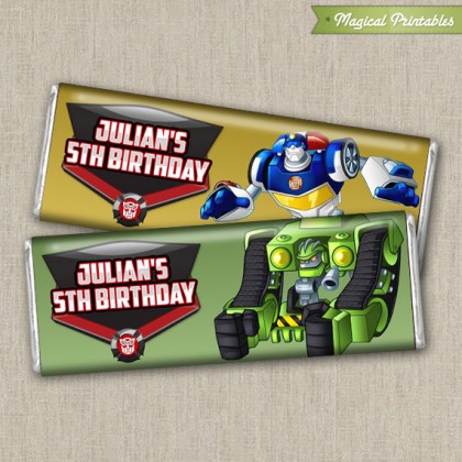 Transformers Rescue Bots Printable Regular 1.55 oz. Hershey's Wrappers